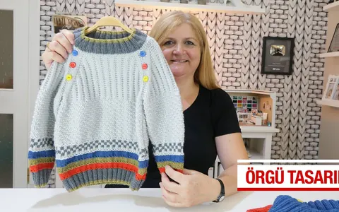 Artan ipler ile çocuklara örgü kazak