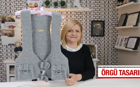 Genç kızlar İçin Haroşa Örgü ile Örülen Tarz Bir Yelek Modeli