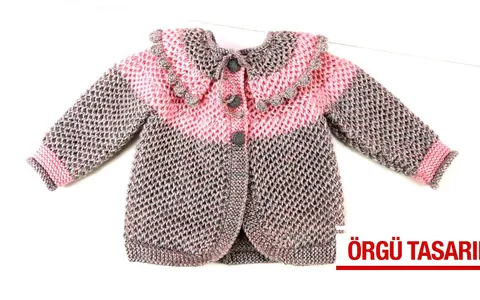 Kız bebekler için robadan ilginç işkembe hırka modeli