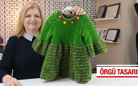 Örgü ile Kadife İpten Çiçek Elbise Modeli
