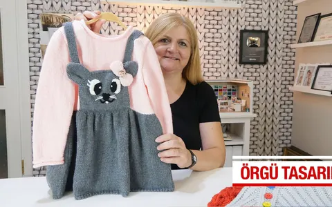 Örgü ile Kedi kafalı soloped elbise yapımı