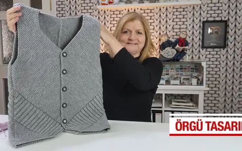 Örgü ile Verev Örülen Erkek Yeleği Modeli